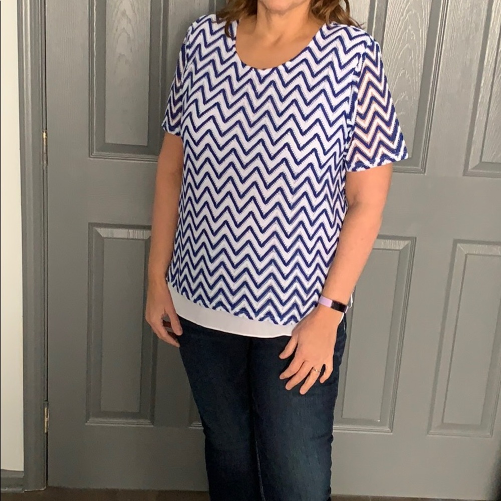 Napa Valley Royal/White Chevron Blouse